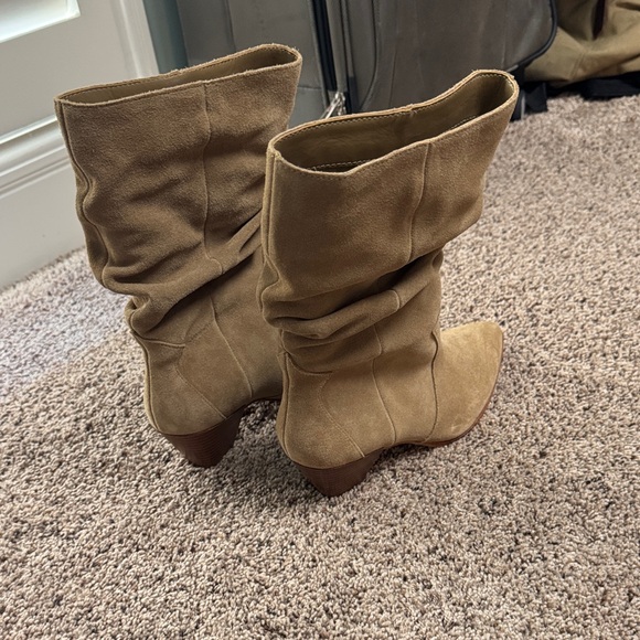 Vince Camuto Taupe Suede Heeled Boots - Picture 3 of 4